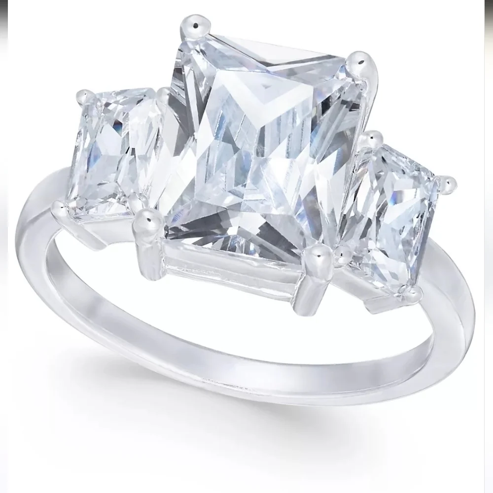 CHARTER CLUB Fine Silver Plated Triple CZ Ring